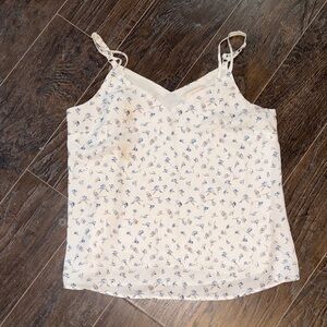 Skies Are Blue Cream Camisole with Blue Floral Design